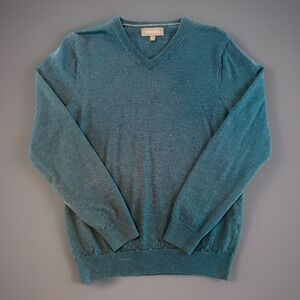 Bonobos V Neck Sweater Mens M Slim Fit Blue Merino Wool Pullover